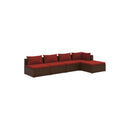 5 Piece Garden Lounge Set Poly Rattan Brown With Cushions