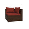 5 Piece Garden Lounge Set Poly Rattan Brown With Cushions