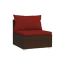 5 Piece Garden Lounge Set Poly Rattan Brown With Cushions