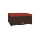 5 Piece Garden Lounge Set Poly Rattan Brown With Cushions