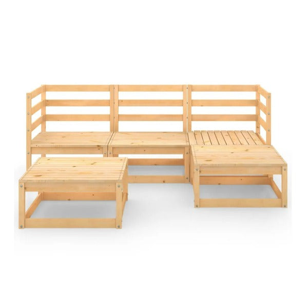 5 Piece Garden Lounge Set Solid Pinewood