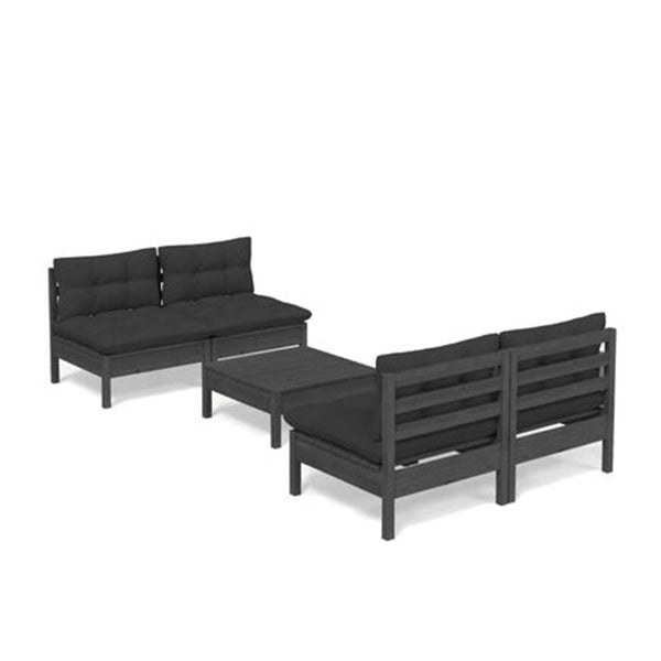5 Piece Garden Lounge Set With Anthracite Cushions Pinewood