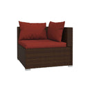 5 Piece Garden Lounge Set With Cinnamon Red Cushions Brown Poly Rattan