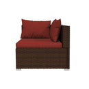 5 Piece Garden Lounge Set With Cinnamon Red Cushions Brown Poly Rattan