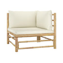 5 Pieces Garden Lounge Set Cream White Cushions Bamboo