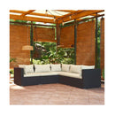 5 Piece Poly Rattan Black Garden Lounge Set With Cushions