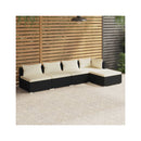 Black Poly Rattan 5 Piece Garden Lounge Set With Cushions