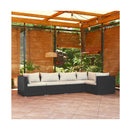 Poly Rattan Black 5 Piece Garden Lounge Set With Cushions