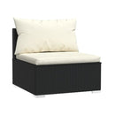 Poly Rattan Black 5 Piece Garden Lounge Set With Cushions