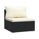 5 Piece Poly Rattan Black Garden Lounge Set With Cushions