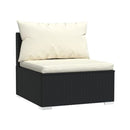 5 Piece Poly Rattan Black Garden Lounge Set With Cushions