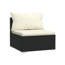 Black Poly Rattan 5 Piece Garden Lounge Set With Cushions
