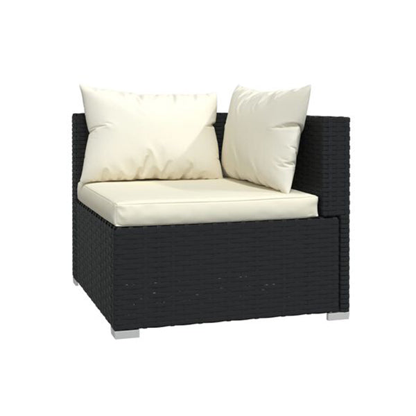 Black Poly Rattan 5 Piece Garden Lounge Set With Cushions
