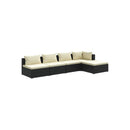 Black Poly Rattan 5 Piece Garden Lounge Set With Cushions