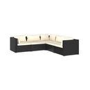 5 Piece Poly Rattan Black Garden Lounge Set With Cushions