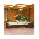 5 Piece Brown Garden Lounge Set With Cushions Poly Rattan