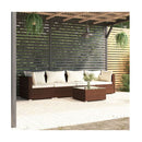 5 Piece Garden Lounge Set With Cushions Poly Rattan Brown