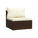 5 Piece Brown Poly Rattan With Cushions Garden Lounge Set