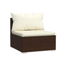 5 Piece Brown Garden Lounge Set With Cushions Poly Rattan