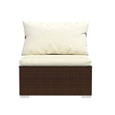 5 Piece Brown Poly Rattan With Cushions Garden Lounge Set