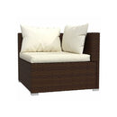 5 Piece Brown Garden Lounge Set With Cushions Poly Rattan