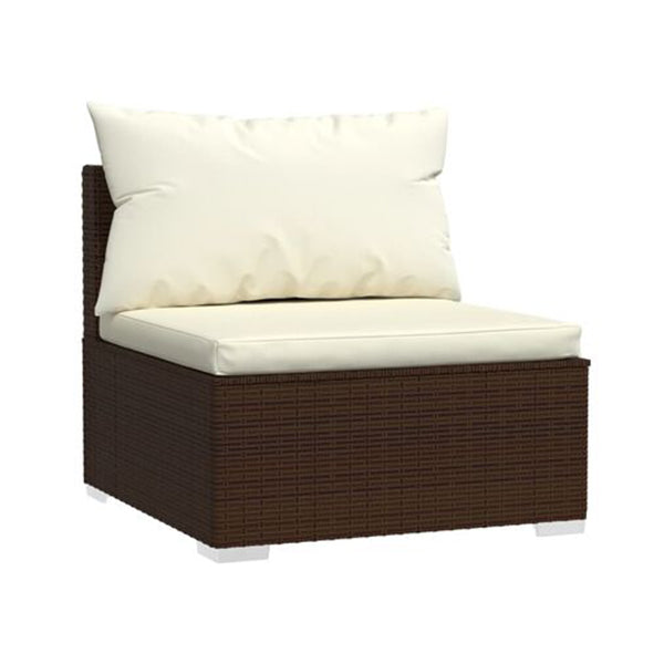 5 Piece Garden Lounge Set With Cushions Poly Rattan Brown