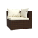 5 Piece Brown Poly Rattan With Cushions Garden Lounge Set