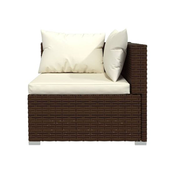 5 Piece Brown Poly Rattan With Cushions Garden Lounge Set