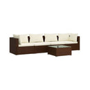5 Piece Garden Lounge Set With Cushions Poly Rattan Brown