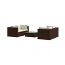 5 Piece Garden Poly Rattan Brown Lounge Set With Cushions