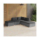 5 Piece Patio Lounge Set With Cushions Grey Poly Rattan