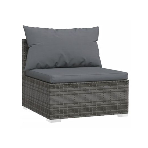 5 Piece Patio Lounge Set With Cushions Grey Poly Rattan