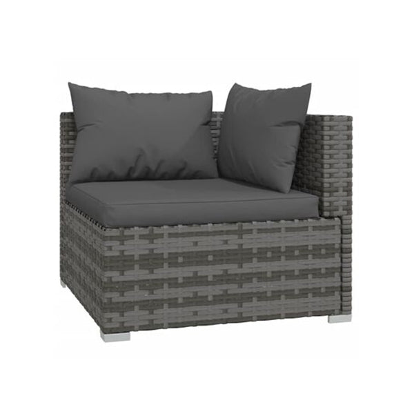 5 Piece Grey Poly Rattan Garden Lounge Set With Cushions