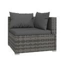 5 Piece Garden Lounge Set Poly Rattan  With Cushions Grey