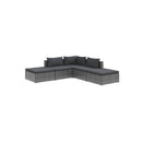 5 Piece Patio Lounge Set With Cushions Grey Poly Rattan