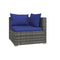 5 Piece Garden Lounge Set With Dark Blue Cushions Grey Poly Rattan