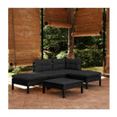 5 Piece Garden Lounge Set with Cushions Black Pinewood