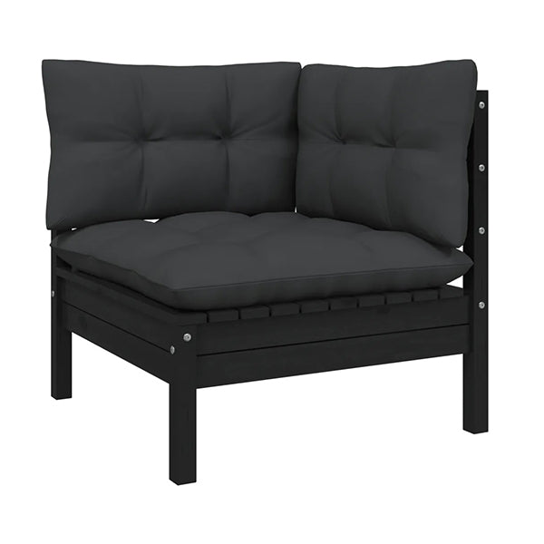 5 Piece Garden Lounge Set with Cushions Black Pinewood