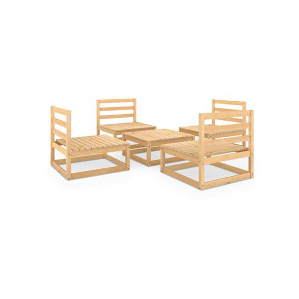 5 Piece Garden Lounge Solid Pinewood Set
