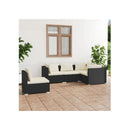 5 Piece Lounge Garden Set Black Poly Rattan With Cushions