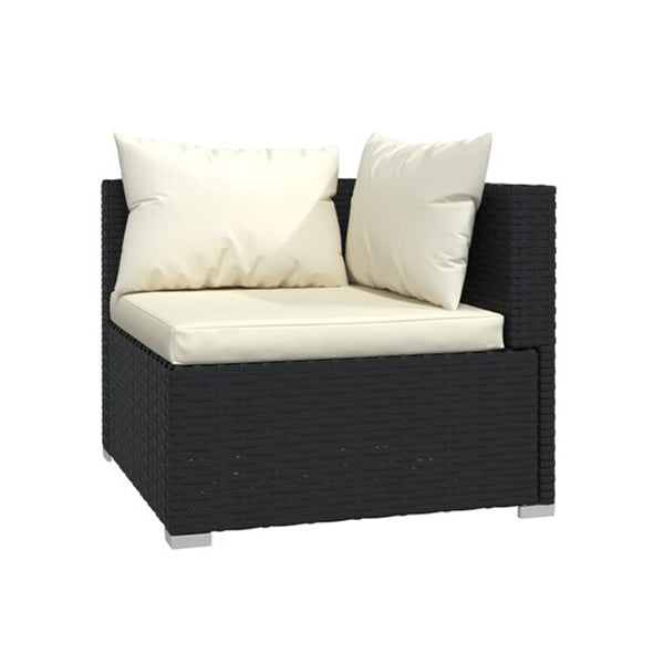 5 Piece Lounge Garden Set Black Poly Rattan With Cushions