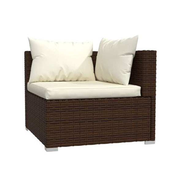 5 Piece Lounge Garden Set With Cushions Brown Poly Rattan