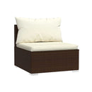 5 Piece Lounge Garden Set With Cushions Brown Poly Rattan