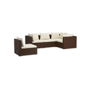 5 Piece Lounge Garden Set With Cushions Brown Poly Rattan
