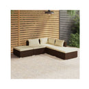 5 Piece Lounge Garden Set With Cushions Poly Rattan Brown