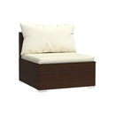 5 Piece Lounge Garden Set With Cushions Poly Rattan Brown