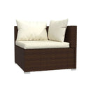5 Piece Lounge Garden Set With Cushions Poly Rattan Brown