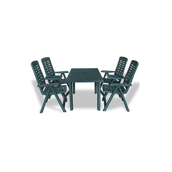 5 Piece Outdoor Dining Set Plastic Green