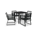 5 Piece Outdoor Dining Set Pvc Rattan Black