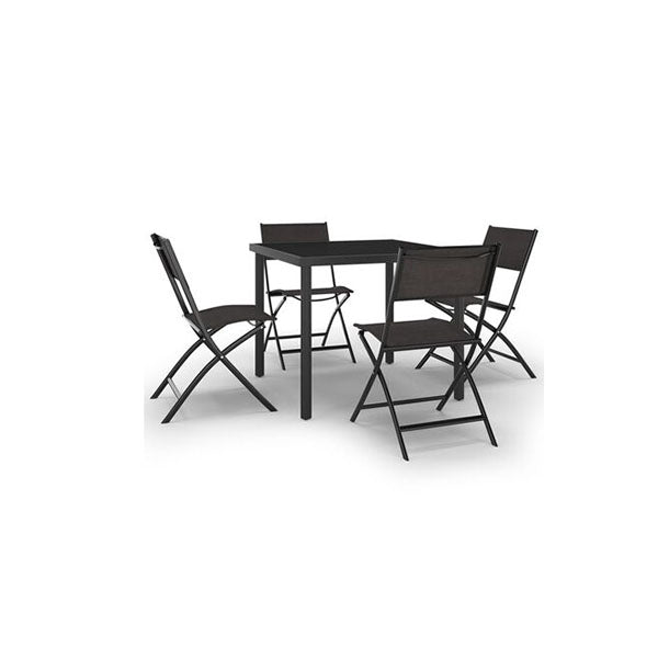 5 Piece Outdoor Dining Set Steel Black And Anthracite